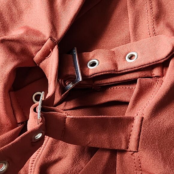 Halara Rust Soft Stretchy Double Buckle Front Split Maxi Skort Skirt XS - Picture 11 of 12